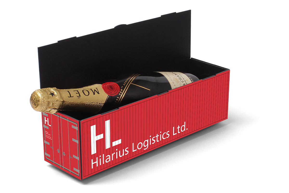 Een container als transportmiddel voor uw fles wijn